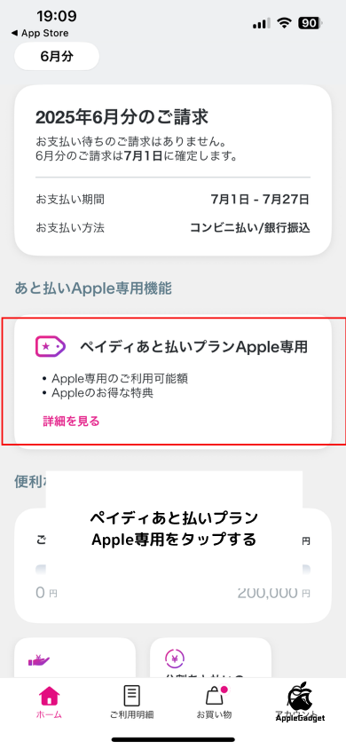 ペイディあと払いプラン Apple専用 STEP2