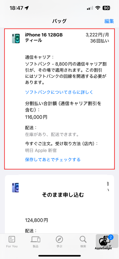 ペイディあと払いプラン Apple専用 STEP4 その2
