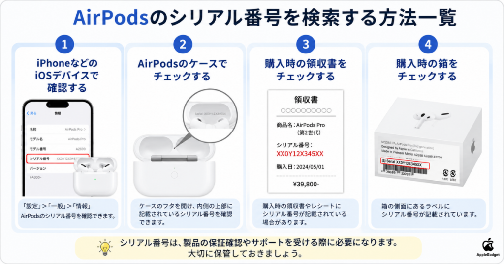 AirPodsのシリアル番号を検索する方法！本物と偽物を見分けるコツと