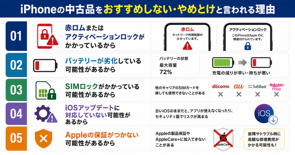 iPhoneの中古をおすすめしない・やめとけと言われる理由