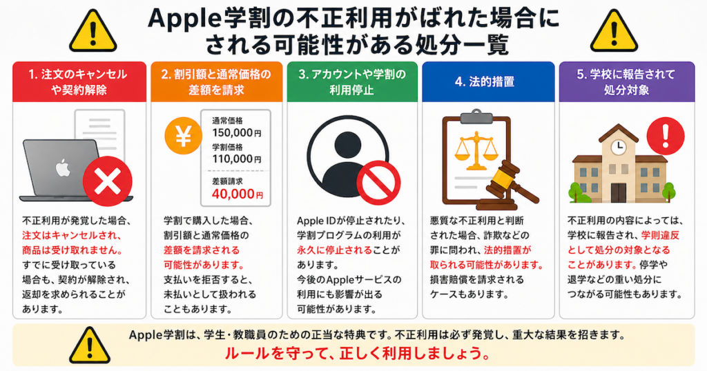 Apple学割の不正利用がばれた場合どうなるか