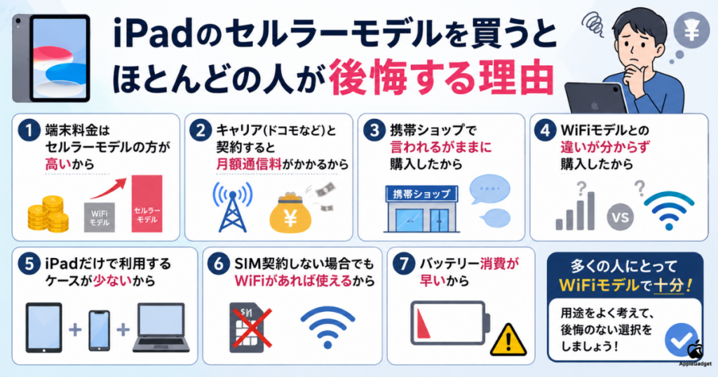 iPadセルラーモデルを買うと後悔する理由