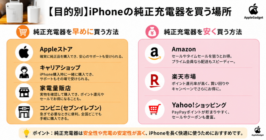 【目的別】iPhone純正充電器を買える場所